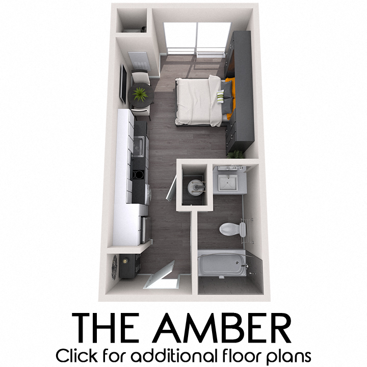 Floor plan for studio, 1 bath, 380 sqft